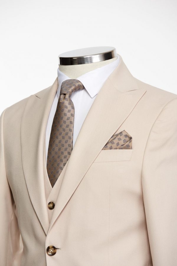 BORHANI DARK BEIGE THREE PIECE SUIT