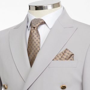 BORHANI LIGHT GREY DOUBLE BREASTED JACKET