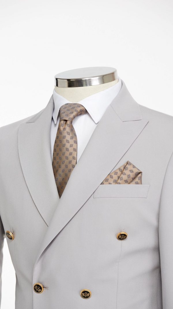 BORHANI LIGHT GREY DOUBLE BREASTED JACKET