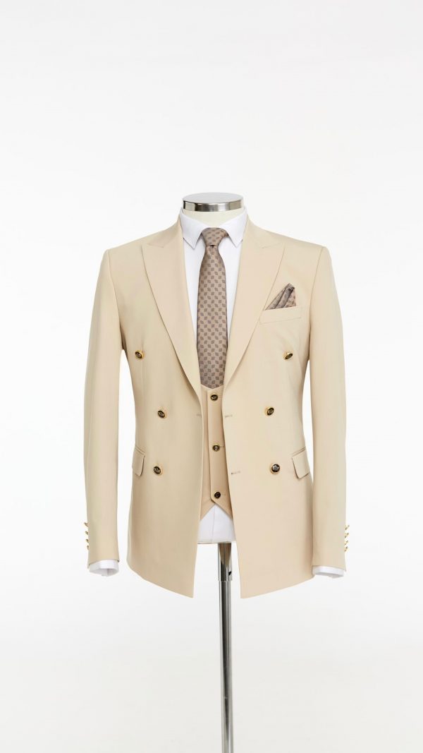 BORHANI DARK BEIGE DOUBLE BREASTED JACKET - Image 2