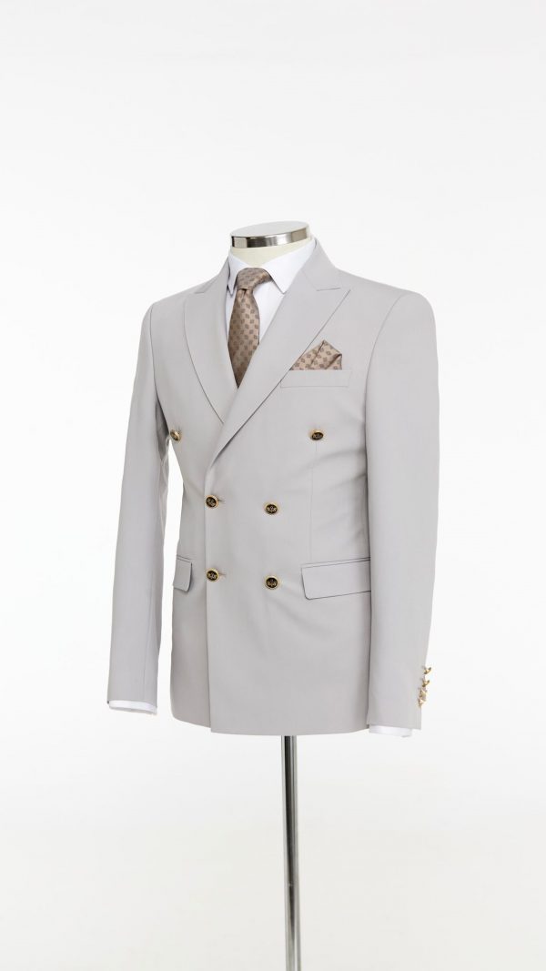 BORHANI LIGHT GREY DOUBLE BREASTED JACKET - Image 2
