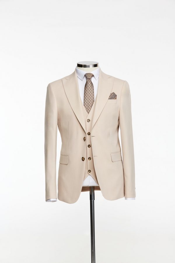 BORHANI LIGHT BEIGE THREE PIECE SUIT - Image 2