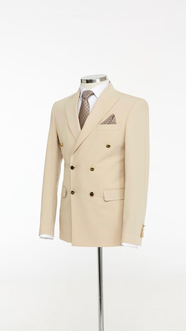 BORHANI DARK BEIGE DOUBLE BREASTED JACKET - Image 3