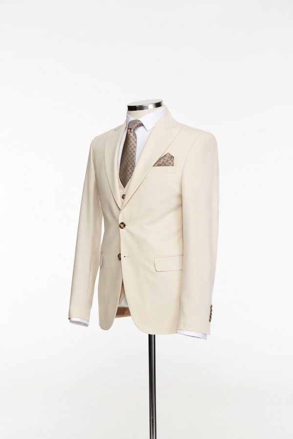 BORHANI DARK BEIGE THREE PIECE SUIT - Image 4