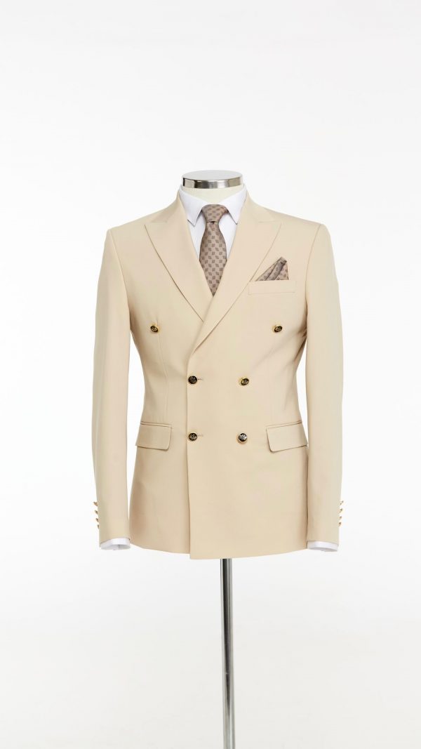 BORHANI DARK BEIGE DOUBLE BREASTED JACKET - Image 4