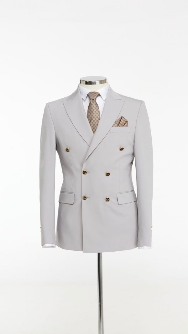 BORHANI LIGHT GREY DOUBLE BREASTED JACKET - Image 5