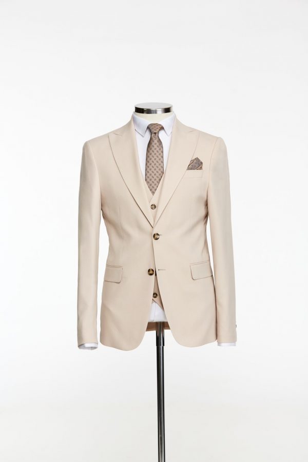 BORHANI LIGHT BEIGE THREE PIECE SUIT - Image 3