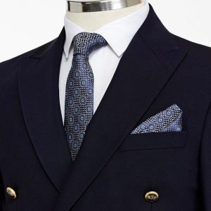 BORHANI NAVY DOUBLE BREASTED THREE PIECE SUIT