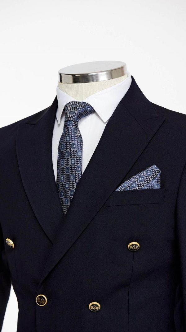 BORHANI NAVY DOUBLE BREASTED THREE PIECE SUIT