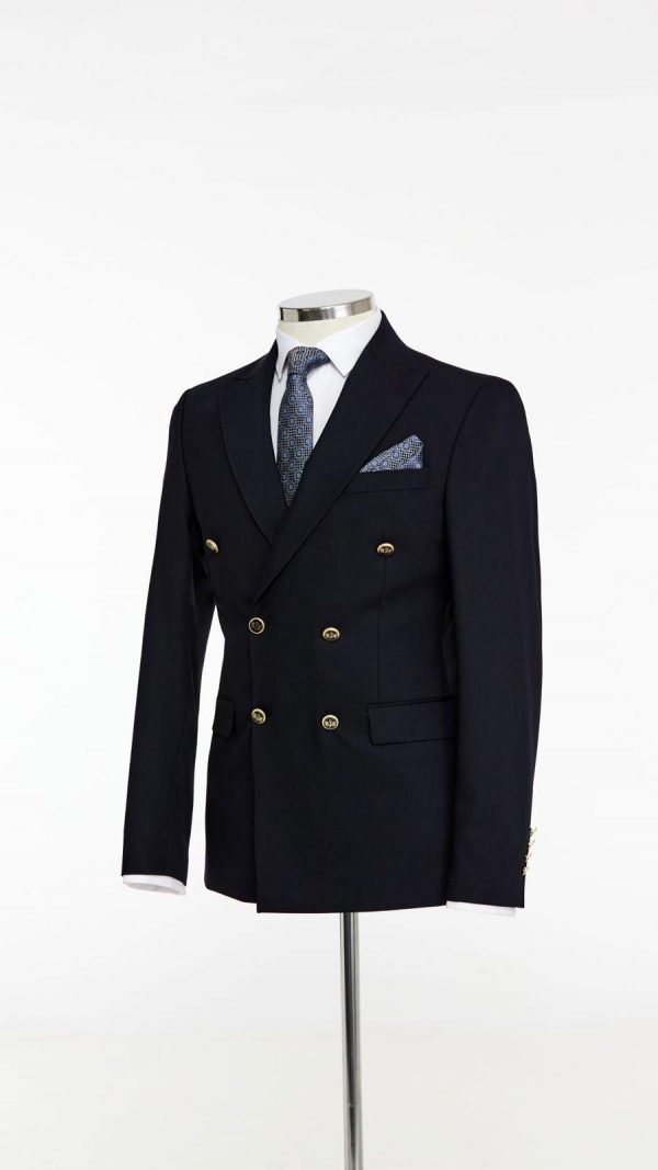 BORHANI NAVY DOUBLE BREASTED THREE PIECE SUIT - Image 4